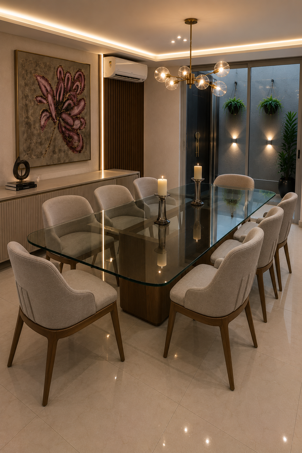 Comedor de 8 personas vidrio templado